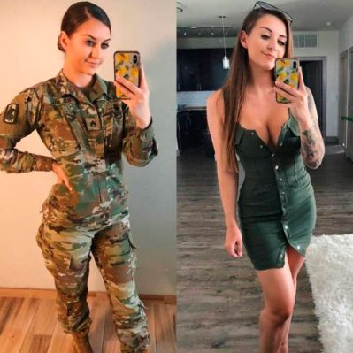 Сексуальная девушка в армии без униформы